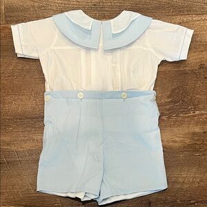 Monday’s Child Adorable White and Light Blue Sailor Romper